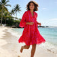 Women's V-Neck Boho Print Dress