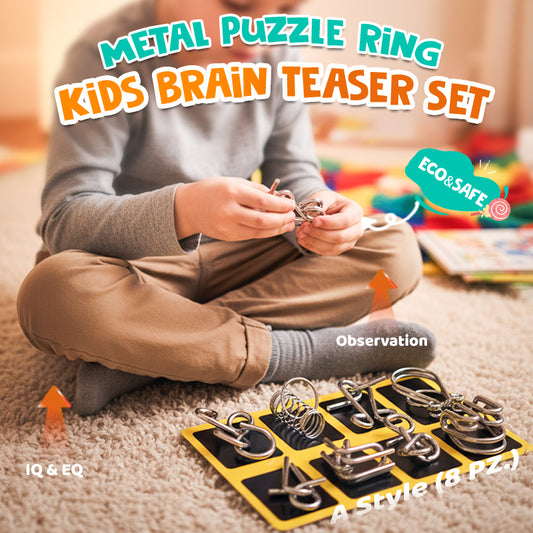🔥Last day 50% off 🔥Metal Puzzle Ring Eight-Piece Blue Version Brain Teasers，Developing the human brain