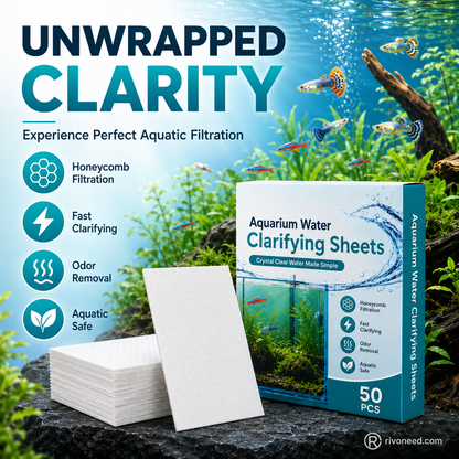🐠 BUY 1 GET 1 FREE! ✨ AQUARIUM CLARIFYING SHEETS - Crystal Clear Water in 24 Hours, Removes Odors and Impurities, Safe for All Fish and Plants 🌿🔮
