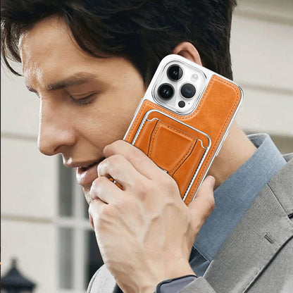 🔥Luxury Business Leather All-in-One Magnetic Exposed Label For iPhone Case📱