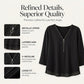 Double-Layer V-neck Zipper 3/4 Sleeves Soft Tops