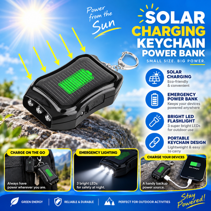 1200mAh Solar Power Bank Keychain with LED Flashlight – 50% OFF