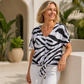 Women's V-Neck Tie-Front Zebra Print T-Shirt