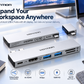Type-C Dock with Multiple USB Ports, 6-in-2 Plug-and-Play