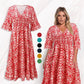 🔥Vacation Casual Print V-Neck Waist Wrap Long Dress