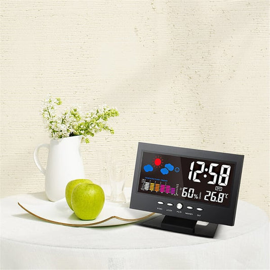 🔥50% OFF🔥Digital LED Temperature Humidity Monitor Weather Forecast LED Table Alarm Clock