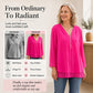 Double-Layer V-neck Zipper 3/4 Sleeves Soft Tops