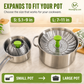 🥦Adjustable and foldable stainless steel steaming basket