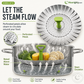 🥦Adjustable and foldable stainless steel steaming basket