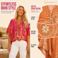 💃 Last Day Sale 50% Off 💐Women's Vacation Style Loose V-Neck Printed Top with Dolman Sleeves
