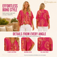 💃 Last Day Sale 50% Off 💐Women's Vacation Style Loose V-Neck Printed Top with Dolman Sleeves
