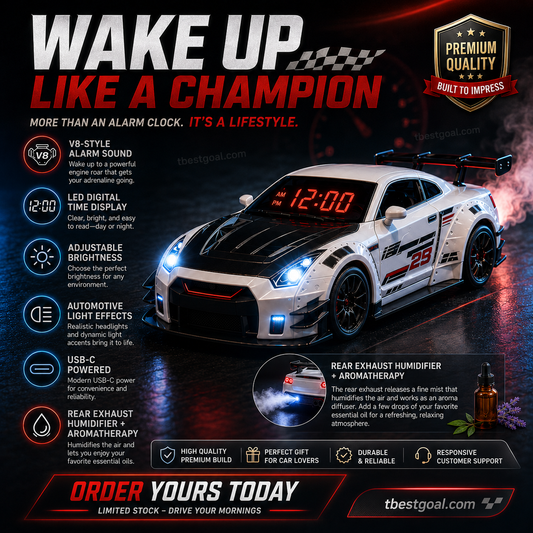 Wake up to the roar of a V8 engine 🏎️ Sports car alarm clock with humidifier function