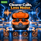 Wireless earbuds with real-time AI translation, noise cancellation, Hi-Fi audio, triple-microphone calls, touch controls, IPX5 water resistance, and a charging case with LEDs