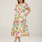 ⏰Summer Hot Sale 60% OFF💃Floral Smocked Square Neck Midi Dress with Pockets