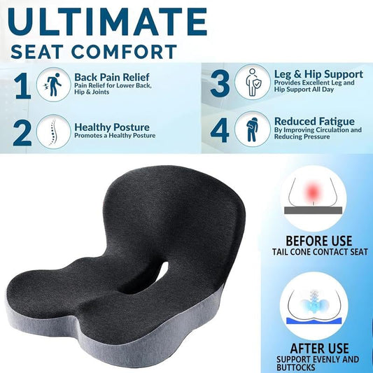 🚗💼🛋️ LIMITED-TIME 50% OFF! Memory Foam Seat Cushion – Non-Slip, Ergonomic, Breathable Mesh, Universal Size for Car & Office Chairs 🦵🌟🔥