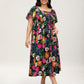⏰Summer Hot Sale 60% OFF💃Floral Smocked Square Neck Midi Dress with Pockets