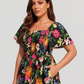 ⏰Summer Hot Sale 60% OFF💃Floral Smocked Square Neck Midi Dress with Pockets