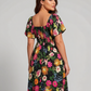 ⏰Summer Hot Sale 60% OFF💃Floral Smocked Square Neck Midi Dress with Pockets