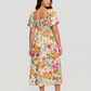 ⏰Summer Hot Sale 60% OFF💃Floral Smocked Square Neck Midi Dress with Pockets