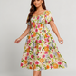 ⏰Summer Hot Sale 60% OFF💃Floral Smocked Square Neck Midi Dress with Pockets