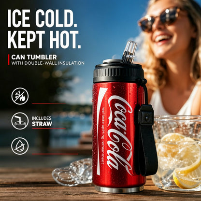 🥤Double-walled, insulated stainless steel cup shaped like a can of cola.