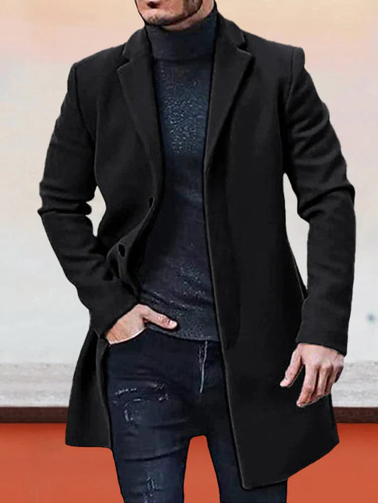 🔥Black-Friday-Mega-Angebot – 50 % OFF!🔥 Men's Classic Single Row Buckle Solid Color Jacket - Timeless Daily Essential