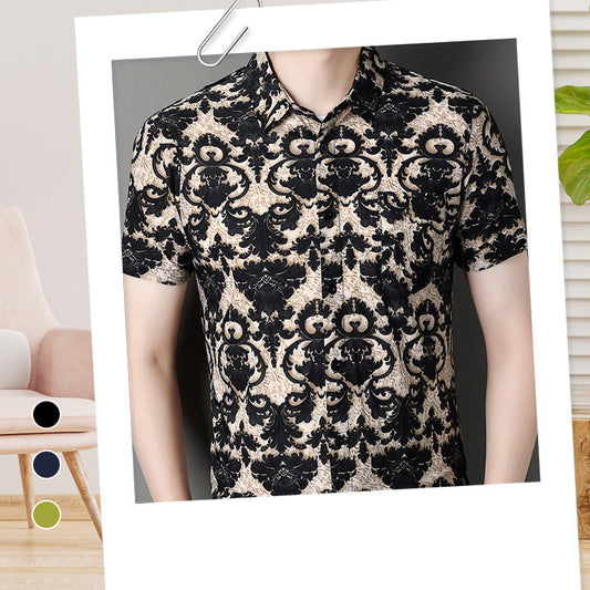 Men's Summer Printed Lapel Button Down Shirts