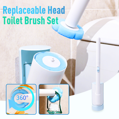 Replaceable Head Wall-Mounted Toilet Brush Set