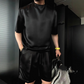 🏆Flash Sale⚡🔥High Quality Men's Mercerized Cotton Casual Solid Color Top and Shorts Two-Piece Set【Loose fit, suitable for all occasions】