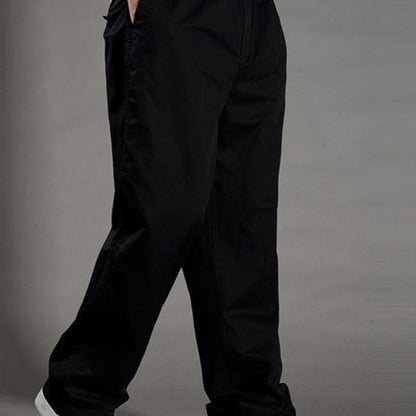 Casual trousers with straight legs and elastic waistband for men