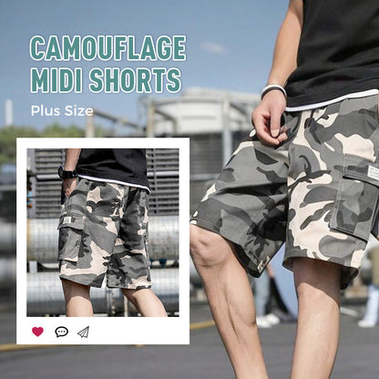 Plus Size Camouflage Midi Shorts