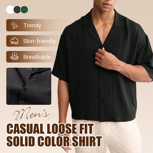 Men's Casual Loose Fit Solid Color Shirt