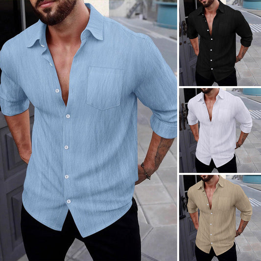 Men's Button Down Long Sleeve Linen Shirts
