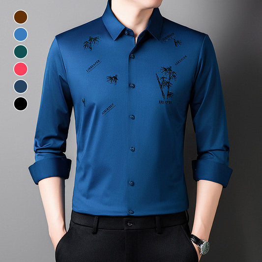 Men's Bamboo Print Casual Business Shirt