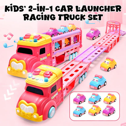 Kids’ 2-in-1 Car Launcher Racing Truck Set