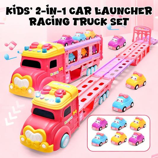 Kids’ 2-in-1 Car Launcher Racing Truck Set