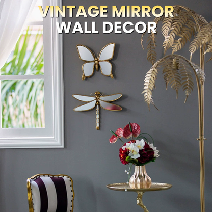 Vintage Mirror Butterfly & Dragonfly Wall Decor