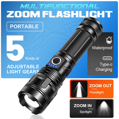 Multifunctional Outdoor Portable Zoom Flashlight