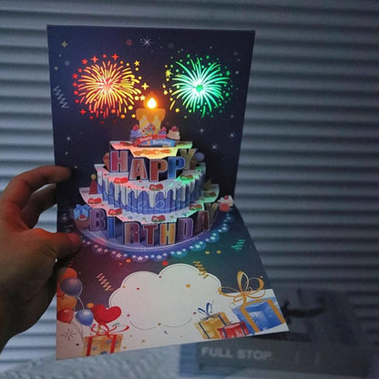 🎂🎉Birthday Cards With Fireworks & Pop Up Cake & Blow-able Music