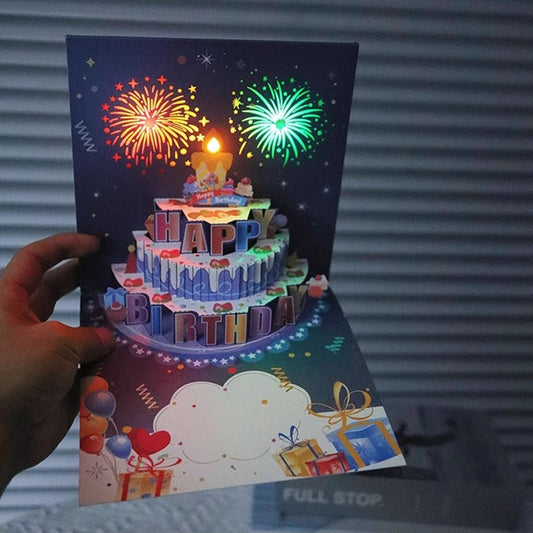 🎂🎉Birthday Cards With Fireworks & Pop Up Cake & Blow-able Music