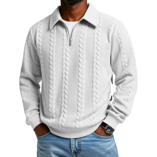 Men's Casual Half-Zip Cable-Knit Sweater