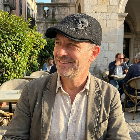 🖤Skull & Thorn Flat Cap