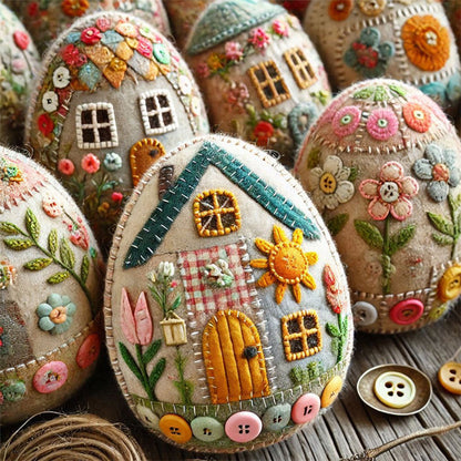 Patchwork Felt Easter Egg House DIY Kit