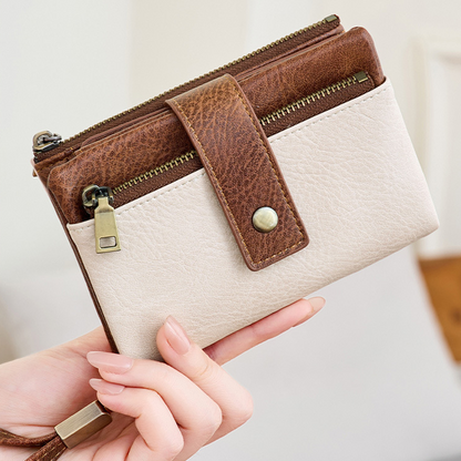 Women's Retro Style RFID Blocking Tri-fold Wallet