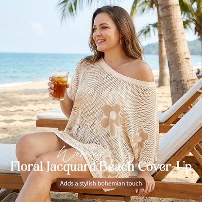 Women's Floral Jacquard Beach Cover-Up
