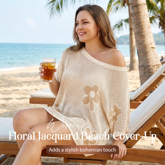 Women's Floral Jacquard Beach Cover-Up