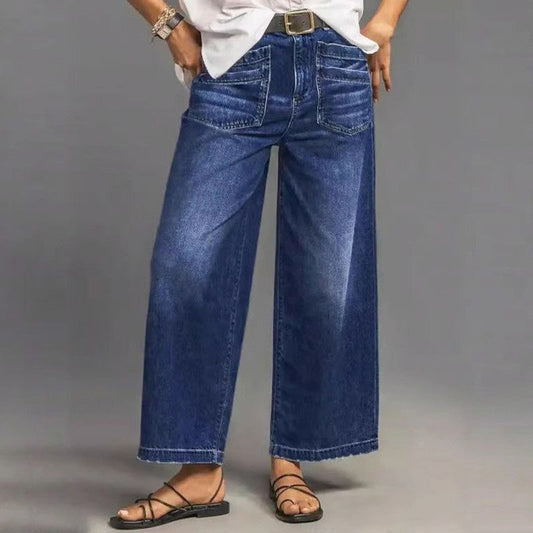 Women's Casual High-Rise Wide-Leg Jeans