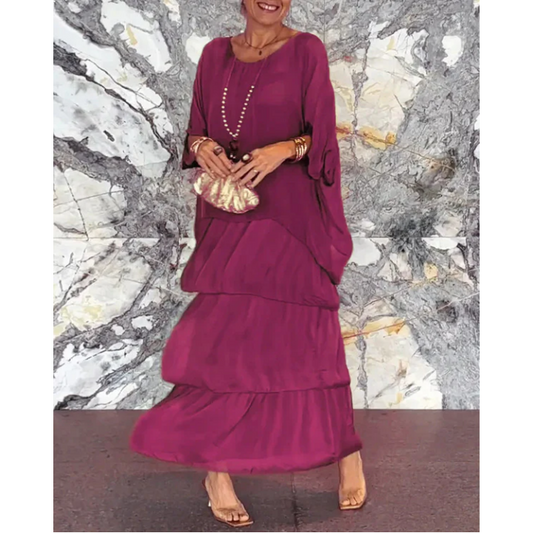 🌺 50% OFF💐Elegant mesh dress with a round neckline and floral print
