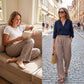 Women's High-Waist Gingham Wide-Leg Pants