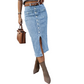 High-Waist Button-Front Denim Skirt